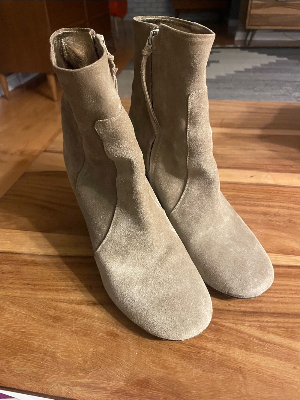 Isabel Marant Taupe Suede Ankle Booties with Side Zip size 39